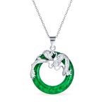 Asian Style Open Round Circle Disc Dragon Pendant Necklace