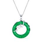 Asian Style Open Round Circle Disc Dragon Pendant Necklace - Image 3