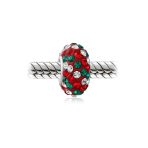 Set of Two Striped Crystal Spacer Bead Sterling Silver Fits European Bracelet - Image 8
