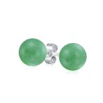 10MM Natural Gemstone Drop Ball Earrings Sterling Silver - Image 3