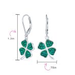 Celtic Irish Good Luck Green Crystal Clover Dangle Earrings in Sterling Silver - Image 4