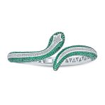 Exotic Bangle Bracelet with Cubic Zirconia in Rhodium Plated Finish - Image 3