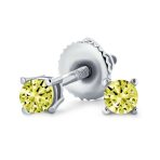 Minimalist Tiny Solitaire .25CT CZ Stud Earrings .Sterling Silver Screw Back
