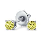 Minimalist Tiny Solitaire .25CT CZ Stud Earrings .Sterling Silver Screw Back