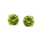 Set of 2 Round Red Green CZ Stud Earrings Sterling Silver 7MM - Image 8