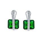 Set of 2 Art Deco Multicolor Square CZ Dangle Chandelier Earrings Silver Plated - Image 8