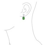 Asian Style Chinese Symbols of Good Fortune Green Jade Drop Earrings .925 Sterling Silver - Image 2