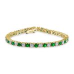 CZ Tennis Bracelet 12CT 4 Prong Gold Plated Brass 7.5 Inch