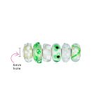 Mixed Set Green & White Glass Charm Bead for European Bracelets with .925 Sterling Silver Core - Image 3