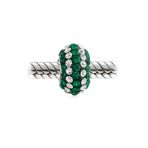 Green White Striped Crystal Bead Charm for European Bracelet Silver Core - Image 2