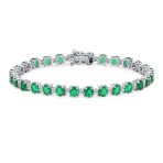 Alternating Oval Purple Amethyst & Zircon Strand Tennis Bracelet .925 Sterling Silver 7.25" - Image 2