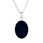 Vintage Antique Style Black Onyx Puppy Dog Cameo Pendant Necklace Silver - Image 2