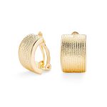 Casual Twisted Wide Half Hoop Clip-On Earrings for Non-Pierced Ears SilverGold