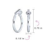 Classic Tube Lightweight Clip On Hoop Earrings Non Pierced Sterling Silver .75 Inch Dia - Image 14