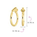 Classic Tube Lightweight Clip On Hoop Earrings Non Pierced Sterling Silver .75 Inch Dia - Image 11