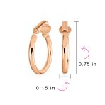 Classic Tube Lightweight Clip On Hoop Earrings Non Pierced Sterling Silver .75 Inch Dia - Image 12
