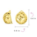 Hammered Textured Ball Button Clip On Earrings Gold Plated Silver NON-Pierced Ears - Image 8