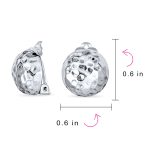 Hammered Textured Ball Button Clip On Earrings Gold Plated Silver NON-Pierced Ears - Image 7