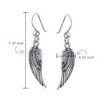 Spiritual Amulet Feathered Heart Angel Wing Dangle Earrings Sterling Silver - Image 3