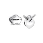 Set of 2 Fairy Angel Wings Heart & Cloud Word Dreamer Bead Charm Sterling Silver