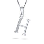 Delicate Pave CZ Block Letter Alphabet Pendant Necklace Sterling Silver - Image 7