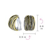 Half Hoop Clip-On Earrings Two Tone Caviar Bead Silver Gold - Image 3