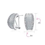 Matte Hammered Shrimp Half Hoop Earrings Pave Edge CZ Silver Plated - Image 7