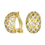 Half Hoop Woven Clip-On Earrings Gold Plated Non-Pierced