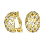 Half Hoop Woven Clip-On Earrings Gold Plated Non-Pierced