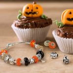 Spooky Halloween Pumpkin Charm Bead in Oxidized Sterling Silver for Bracelets - Image 4