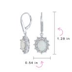 Estate Style Dangle Gemstone Earrings with CZ Halo & Opal in Sterling Silver - Image 4