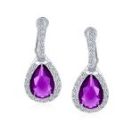 Classic 7CT Halo Red CZ Cubic Zirconia Drop Teardrop Clip On Earrings Adjustable Screw-back - Image 9
