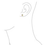 Tiny CZ Halo Religious Oval Medallion Style 14K Gold Virgin Mary Stud Earrings - Image 3