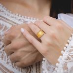 Modern Fashion CZ Accent Statement Wide Matte Finish Hammered Band Ring - Image 7