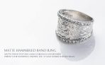 Modern Fashion CZ Accent Statement Wide Matte Finish Hammered Band Ring - Image 8