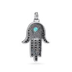 Spiritual Talisman Evil Eye Blue & Hamsa Hand Pendant Necklace & CZ .925 Sterling Silver - Image 2