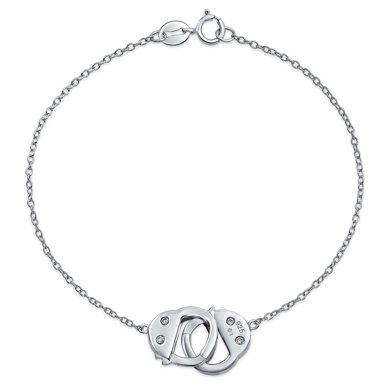 handcuff-bracelet-silver-shades-cz_v-b30406-az_1 Minimalist Chain Link Bracelet for Couples with CZ Accent in Sterling Silver - Image 1