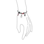 Hot Wife Partners in Crime Heart Charm Bracelet Black Leather Sterling Silver 6.5-8" - Image 2
