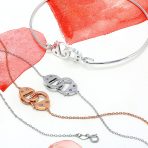 Minimalist Sterling Silver Bangle Bracelet with CZ Accent and Handcuff Design - Image 3