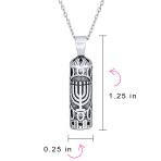 Hanukkah Magen Judaic Hamsa Hand Pendant Necklace in Sterling Silver - Image 3