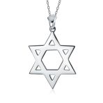 Classic Judaica Open Magen Star of David Pendant Necklace Sterling Silver