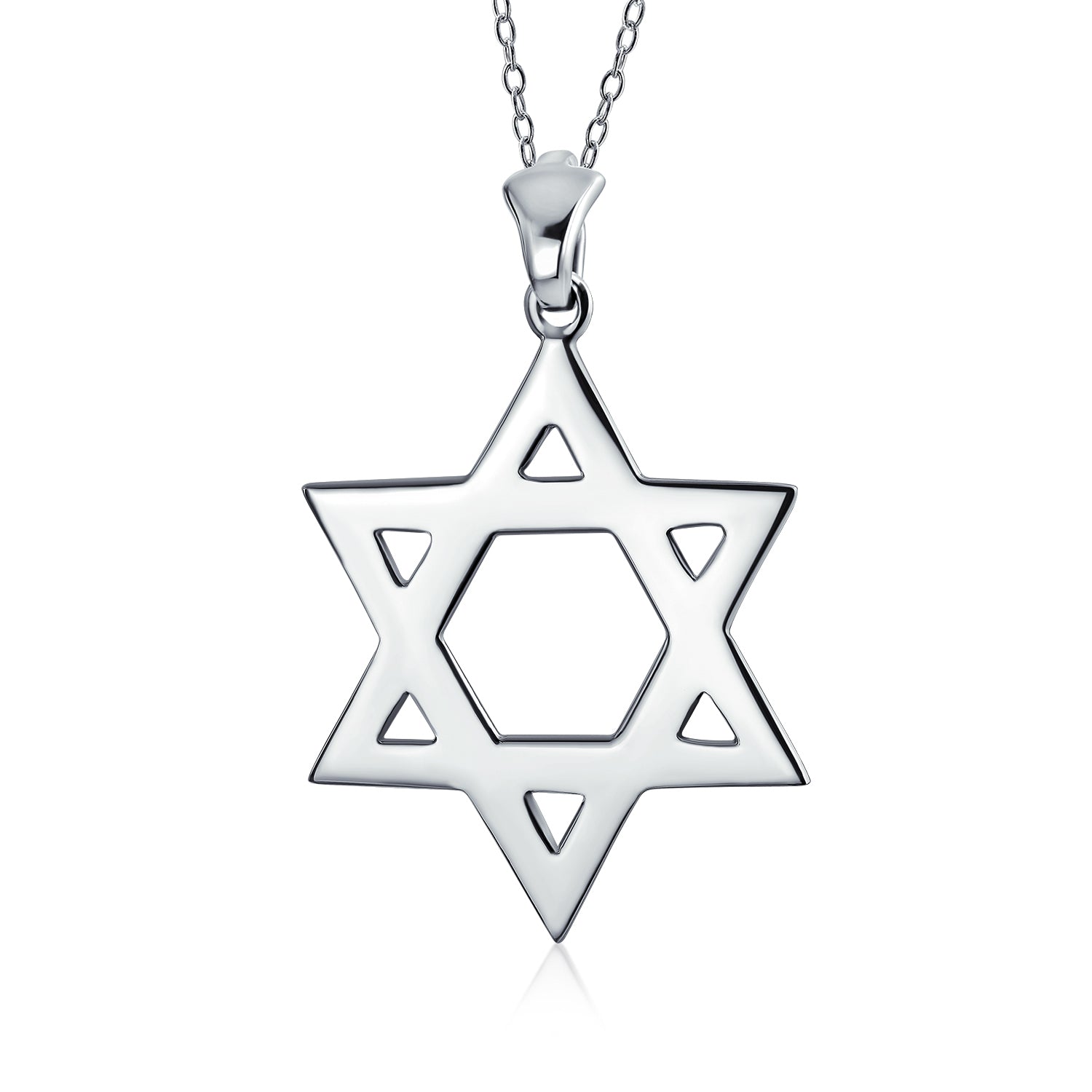 hanukkah-star-jewish-pendant-necklace_dt-starcharm_1_1 Classic Judaica Open Magen Star of David Pendant Necklace Sterling Silver - Image 1