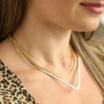 Thin 025 Gauge Sterling Silver 14K Gold Plated Snake Chain Necklace Italy Made - Image 3
