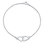 Interlocking Hearts Anklet Ankle Bracelet Silver 9-10"