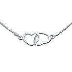 Interlocking Hearts Anklet Ankle Bracelet Silver 9-10" - Image 2