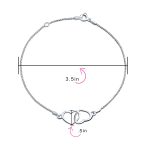 Interlocking Hearts Anklet Ankle Bracelet Silver 9-10" - Image 4