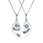 2 PCS Best Friend Aunt Niece Heart Puzzle Pendant Necklace