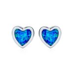 Romantic Bezel Set CZ Stud Earrings: Pink Blue Opal, Rose Gold Sterling Silver - Image 3