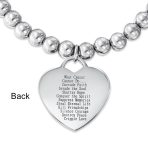 Heart Charm ID Bracelet with Pink Ribbon for Breast Cancer Survivor Silver Tone - Image 3
