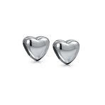 Set of 2 Simple Puff Heart Bead Charm Sterling Silver for European Bracelet